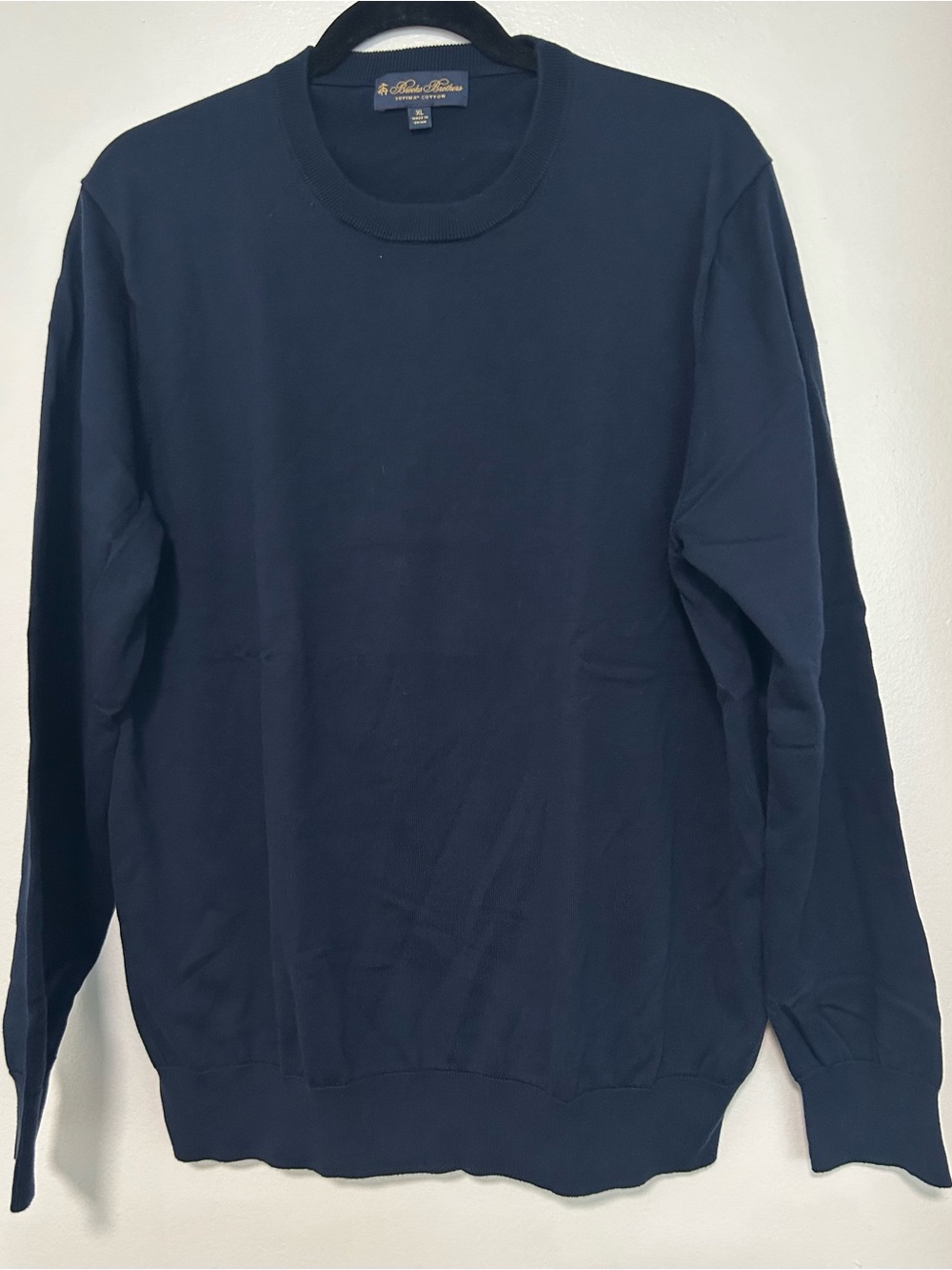 Brooks Brothers Sweater Mens XL Navy Blue Pullover Supima Cotton Preppy Casual